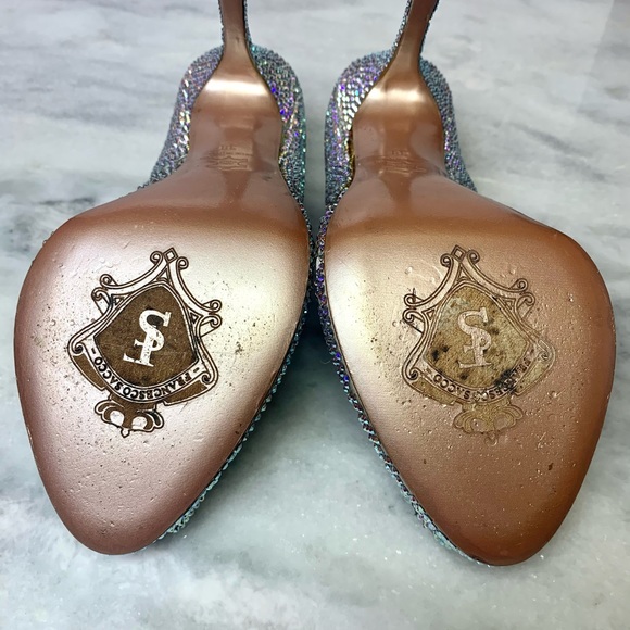 Francesco Sacco Embellished Silver Raso Argento 1811 Pumps - Picture 13 of 16